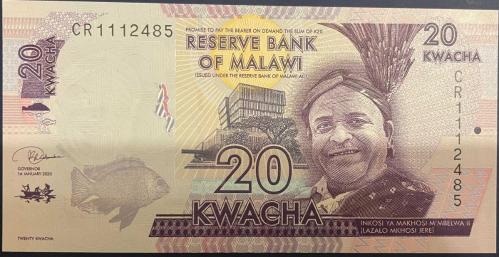MALAWİ 20 KWACHA  ÇİL 2020.KAĞIT PARA
