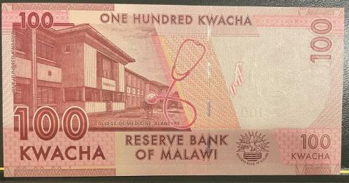 MALAWİ 100  KWACHA  ÇİL 2020 KAĞIT PARA