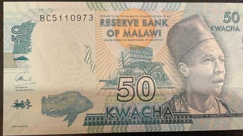MALAWİ 50 KWACHA  ÇİL 2014 KAĞIT PARA