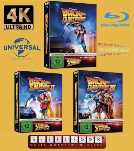 Geleceğe Dönüş-Back To The Future Zurück in die Zukunft - 40th Anniversary Limited Collector’s 4K Uhd +Bluray Steelbook  Versiyonu  Toplam 8 Disk ( Filmler Türkçe Dublaj ve Altyazılı)