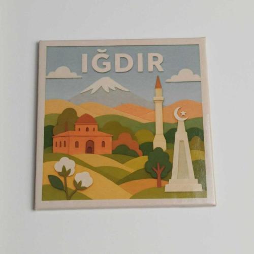 Türkiye Iğdır Şehri – Baskılı Buzdolap Magneti Kare 9x9 cm