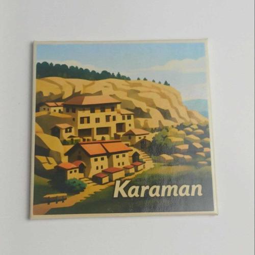 Türkiye Karaman Şehri – Baskılı Buzdolap Magneti Kare 9x9 cm
