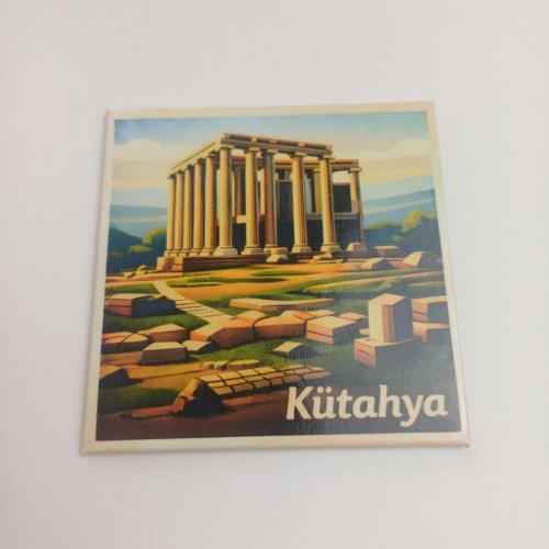 Türkiye Kütahya – Aizanoi Antik Kenti – Baskılı Buzdolap Magneti Kare 9x9 cm