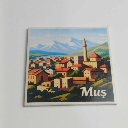 Türkiye Muş – Şehir Manzarası – Baskılı Buzdolap Magneti Kare 9x9 cm