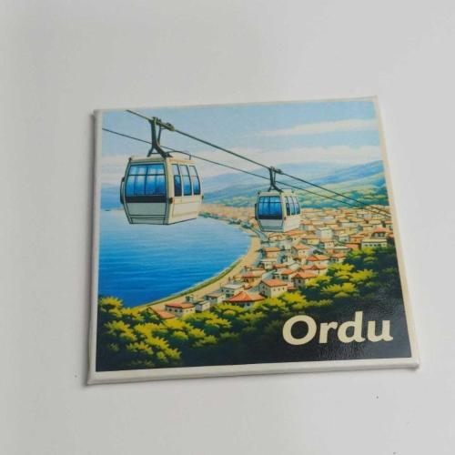 Türkiye Ordu – Teleferik – Baskılı Buzdolap Magneti Kare 9x9 cm