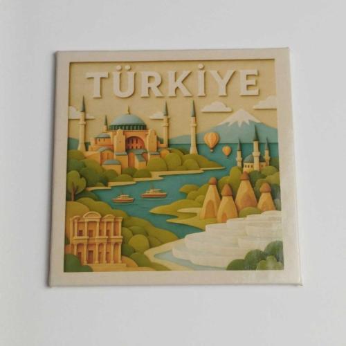 Türkiye Turistik Yerler – Baskılı Buzdolap Magneti Kare 9x9 cm