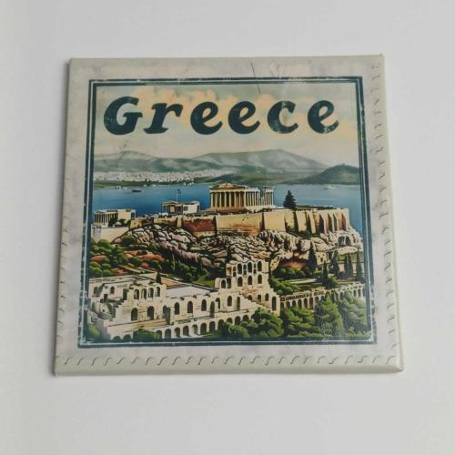 Greece Yunanistan – Baskılı Buzdolap Magneti Kare 9x9 cm