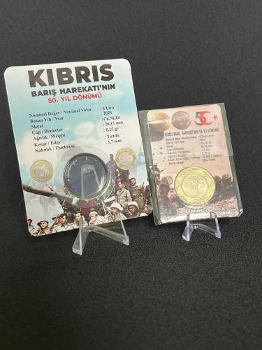 KIBRIS BARIŞ HAREKATI 50.YIL 5 TL - Kapsül Karton Kapamasıyla Birlikte