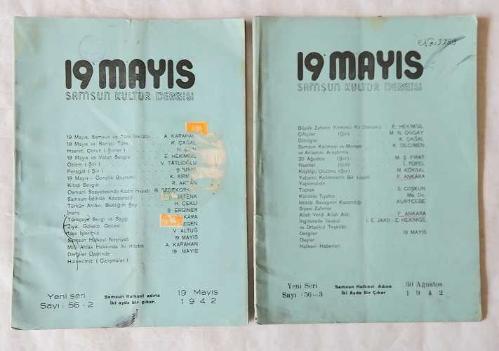 19 MAYIS Samsun Halkevi Dergisi, 1939 - 1946, Sayı: 42, 43, 48, 49, 50, 56-2, 56-3, 60, 61, 62, 69, 73 [12 ADET]