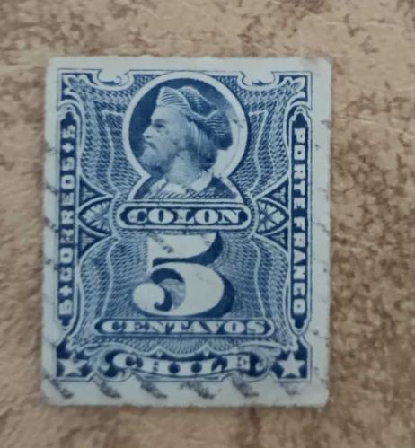 Şili 1878  Colomb 5 Centavos_ damgalı
