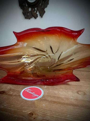 70’ler orijinal İtalyan Vintage Büyük Boy Kırmızı Murano Gondol,52cm