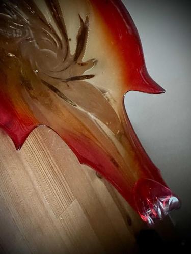 70’ler orijinal İtalyan Vintage Büyük Boy Kırmızı Murano Gondol,52cm