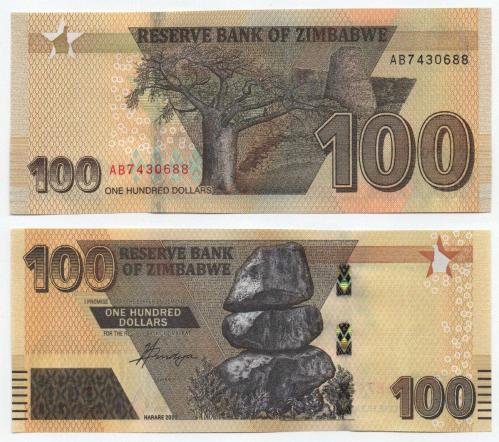 Zimbabve 2020 Yılı 100 Dolar çil