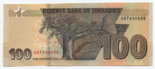 Zimbabve 2020 Yılı 100 Dolar çil