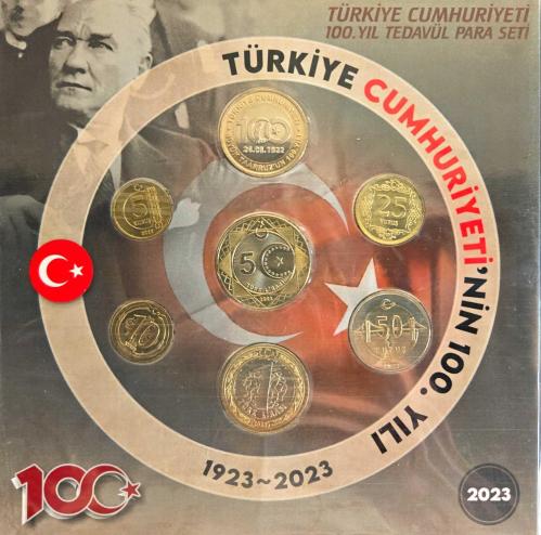 Türkiye Cumhuriyeti'nin 100. Yılı Tedavül Para Seti (2023) - Nadir 5 TL Hatıra Paralı - ÇİL SIFIR