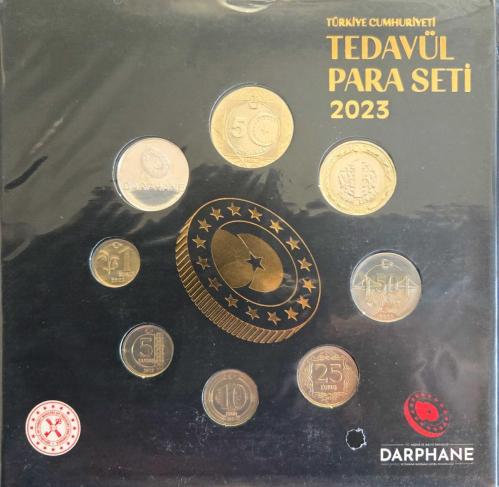 2023 Türkiye Cumhuriyeti Tedavül Para Seti - Nadir 5 TL ve Darphane Madalyonu Dahil - ÇİL SIFIR