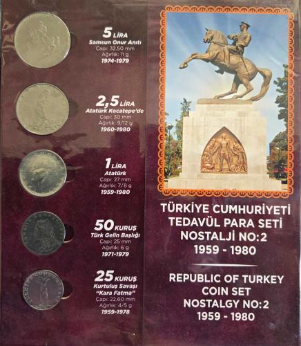 Türkiye Cumhuriyeti Tedavül Para Seti Nostalji No: 2 (1959 - 1980) - ÇİL SIFIR