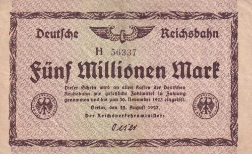 Almanya 1923 5 Milyon Mark ÇT+