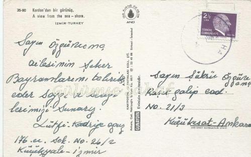 İzmir - Kordon'dan Bir Görünüş / And Kartpostal / Postadan Geçmiş, Pullu ve Damgalı