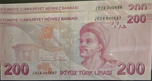 9. Emisyon 200 Türk Lirası - Seri Takipli Banknot Çifti ilk 1000 (ÇİL)