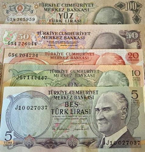 6. Emisyon 5 li set - 5 10 20 50 100 - Karışık Kondisyon (ÇİL - ÇA)