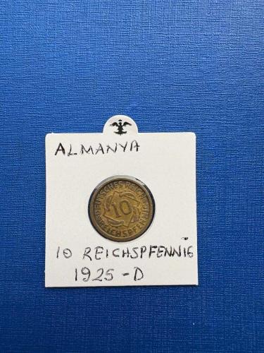 ALMANYA 10 REICHSPFENNIG 1925-D (KAPAMALI)