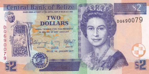 Koleksiyon Ürünü Belize 2 Dolar banknot ÇİL