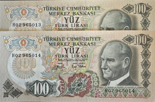 6. Emisyon 100 Türk Lirası - H02 Sıralı İkili - (ÇİL)