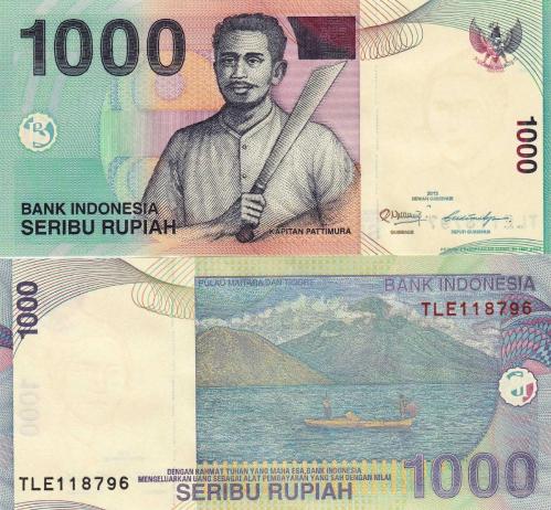 ENDONEZYA 1000 RUPİ 2013, P#141m, ÇİL, ESKİ YABANCI KAĞIT PARA