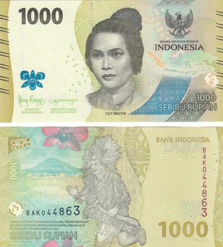 ENDONEZYA 1000 RUPİ 2023, P#162, ÇİL, ESKİ YABANCI KAĞIT PARA