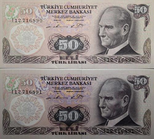 6. Emisyon 50 Türk Lirası - I12 Sıralı İkili - (ÇİL)