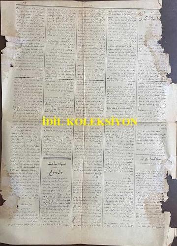 Osmanlıca Alemdar Gazetesi, Orijinal Dönem Basım, (Ottoman Newspaper) - 9 Ocak 1913 - Sayı: 258 - Hicri: 30 Muharrem 1331 - Rumi: 27 Kanun-i Evvel 1328 - Kabinemizin Hal-i Hazırı Hakkında Mütalaat - Kabinemiz Bir Tenkidata Düçar Oluyor, Lakin Metin Bir Usule İstinat Edemeyen Tenkidatın Zerre Ehemmiyeti Yoktur. Biz Görülen Kusurları Kabinemizden Ziyade Heyet-i Umumiyemize Raci Addediyoruz. Esasen Her Tezahürün Tohumunu Sine-i Millette Aramalıdır - Hükümet-i Osmaniye'nin Son Sözü -  İrade-i Seniyyeli Memurin Nizamnamesi - Romanya Ziraat Nazırı İstanbul'da - Reji Meselesi - Müzakerat-ı Sulhiye: Edirne ve Adalar Meselesi - Düvel-i Muazzama'nın Müdahelesi - Tafsilat-ı Harp: Yanya Pişgahında Yeni Hücumlar - Rejinin Temdidi Meselesi Bir Kabine Meselesi Olacak