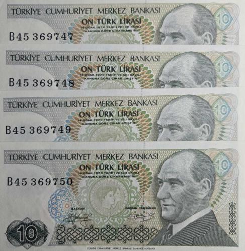 7. Emisyon 10 Türk Lirası - ABCDE serilerinden karışık 31 Adet