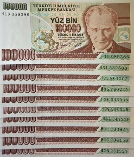 7. Emisyon 100.000 Türk Lirası - H Serisi Lot (10 Adet) - (ÇİL)