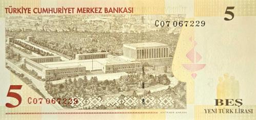 8. Emisyon (YTL) 5 Yeni Türk Lirası - C07 Serisi - ÇİL (UNC)