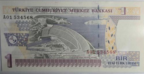 8. Emisyon (YTL) 1 Yeni Türk Lirası - A01 Serisi - 2 Adet Ardışık Lot - ÇİL (UNC)