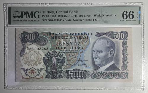 6. Emisyon 500 Türk Lirası - O20 Serisi - PMG 66 EPQ Sertifikalı