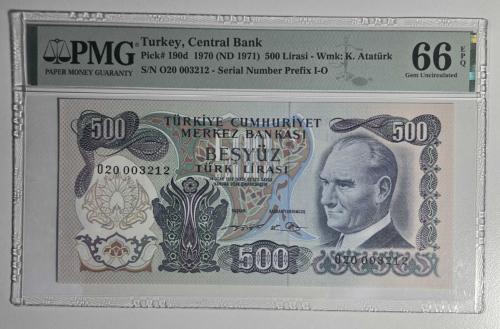 6. Emisyon 500 Türk Lirası - O20 Serisi - PMG 66 EPQ Sertifikalı