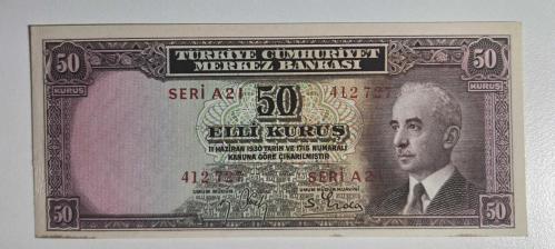 2. Emisyon 50 Kuruş - A21 Serisi (İnönü Portreli) - (ÇİL-)