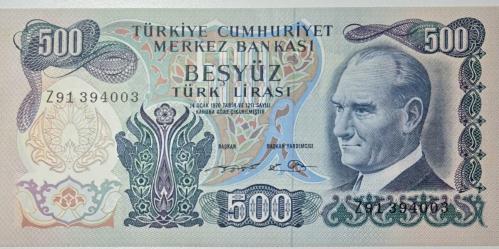 6. Emisyon 500 Türk Lirası - Z91 Serisi Çok Nadir - (ÇİL)