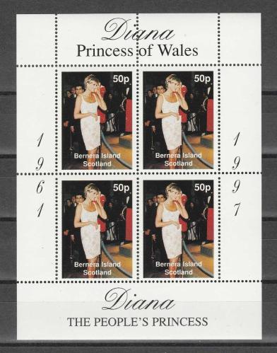 1997 İskoçya Bernera Adası Prenses Diana Blok MNH