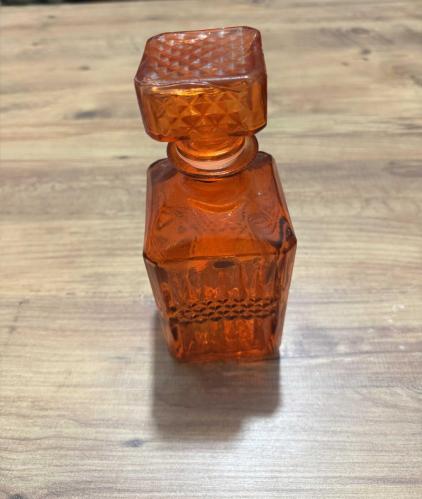 Vintage Tarzı Turuncu Cam Karaf / Dekoratif Şişe