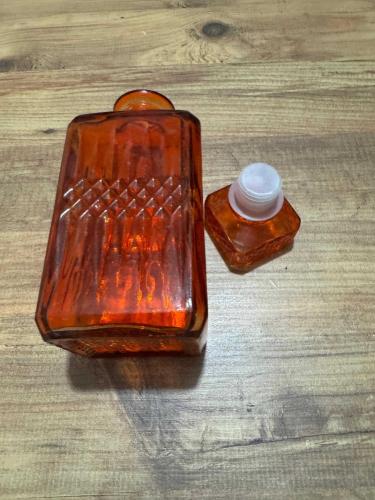 Vintage Tarzı Turuncu Cam Karaf / Dekoratif Şişe