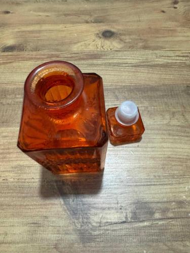 Vintage Tarzı Turuncu Cam Karaf / Dekoratif Şişe
