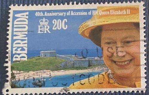 1992.KRALİÇE ELİZABET.BERMUDA   TEK  PUL DAMGALI.
