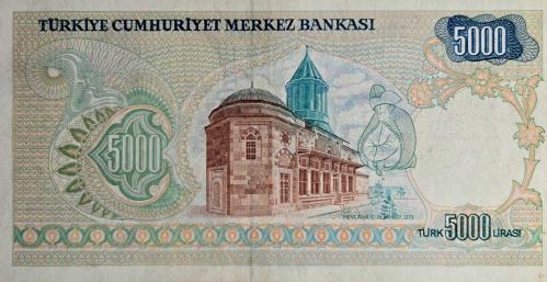 7. Emisyon 5000 Türk Lirası - A16 Serisi -1. Tertip Nadir Seri Küçük Mevlana - ÇA++