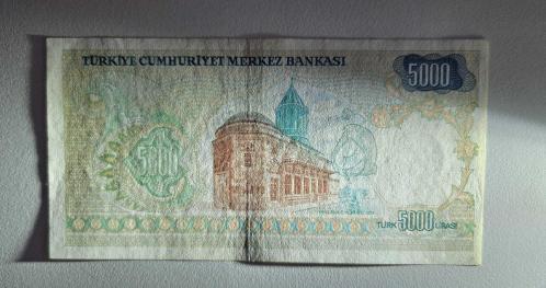 7. Emisyon 5000 Türk Lirası - A16 Serisi -1. Tertip Nadir Seri Küçük Mevlana - ÇA++