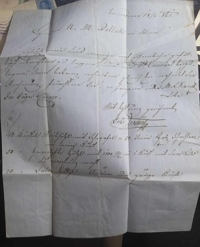 Avusturya  1861 Bağdadi ZARF katlanmış Ticari Mektup Viyana'ya gitmiş  ,Çok Nadir..