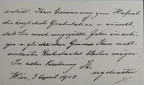 Avusturya  1908 Küçük  ZARF Viyana'da kullanılmış  içinde bir Profesörden tebrik kartı var ,Çok Nadir..