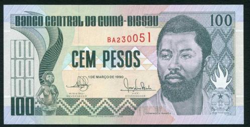 GİNE BİSSAU 100 PESO 1990, P#11, ÇİL, ESKİ YABANCI KAĞIT PARA
